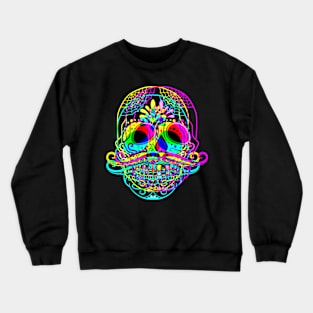 Mustache Sugar Skull - crossed neon colored Crewneck Sweatshirt